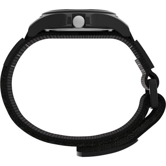 Mens Black Military Watch Indiglo Light Up Dial Fabric Strap Waterproof 50M - Picture 2 of 7